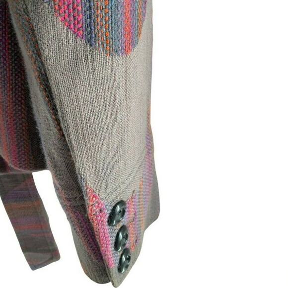 Anthropologie Cidra Womens Belted Asymmetric Hem Front Pockets Boho Jacket Sz 10 - Picture 6 of 9